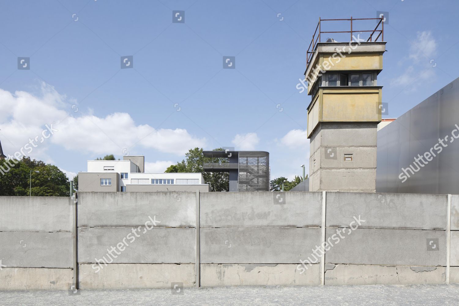 former-watchtower-berlin-wall-memorial-bernauer-editorial-stock-photo