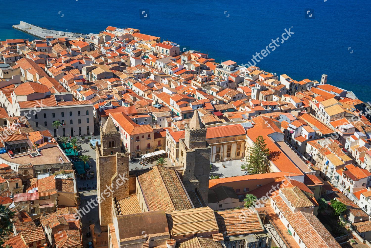 View Town La Rocca Cefalu Sicily Editorial Stock Photo - Stock Image ...