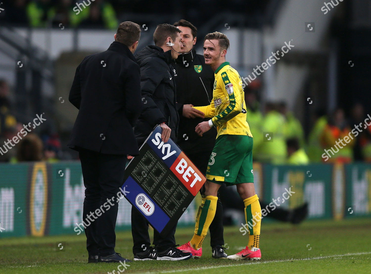 Norwichs James Maddison Argues Derby County Editorial Stock Photo ...