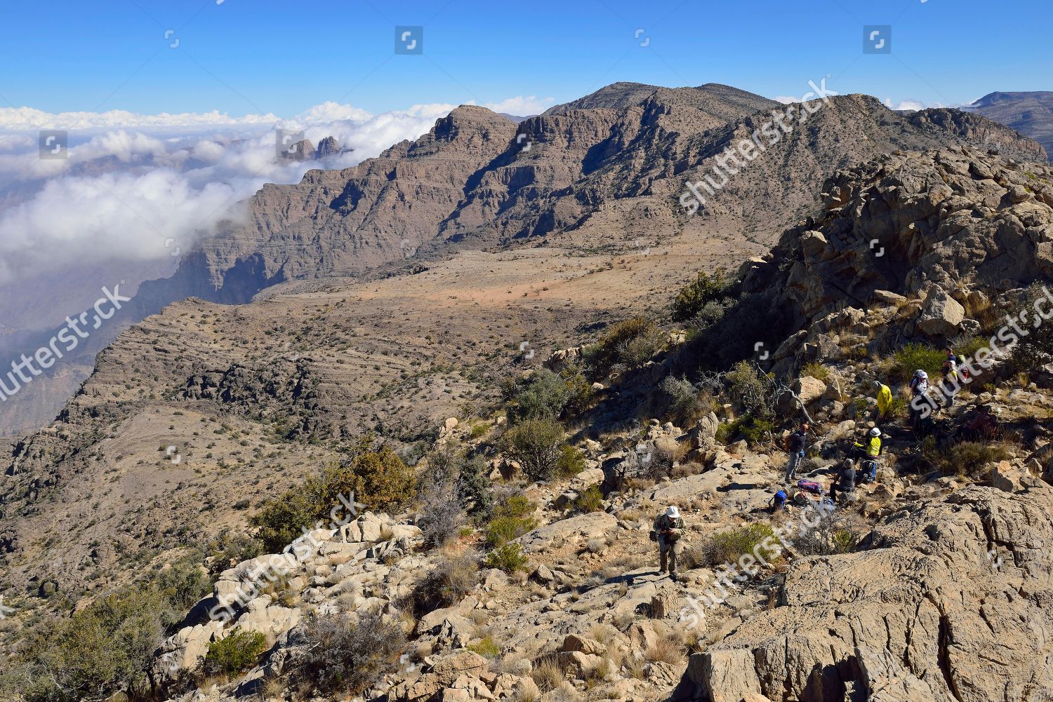 Tourists Hiking Al Hajar Al Gharbi Editorial Stock Photo Stock Image