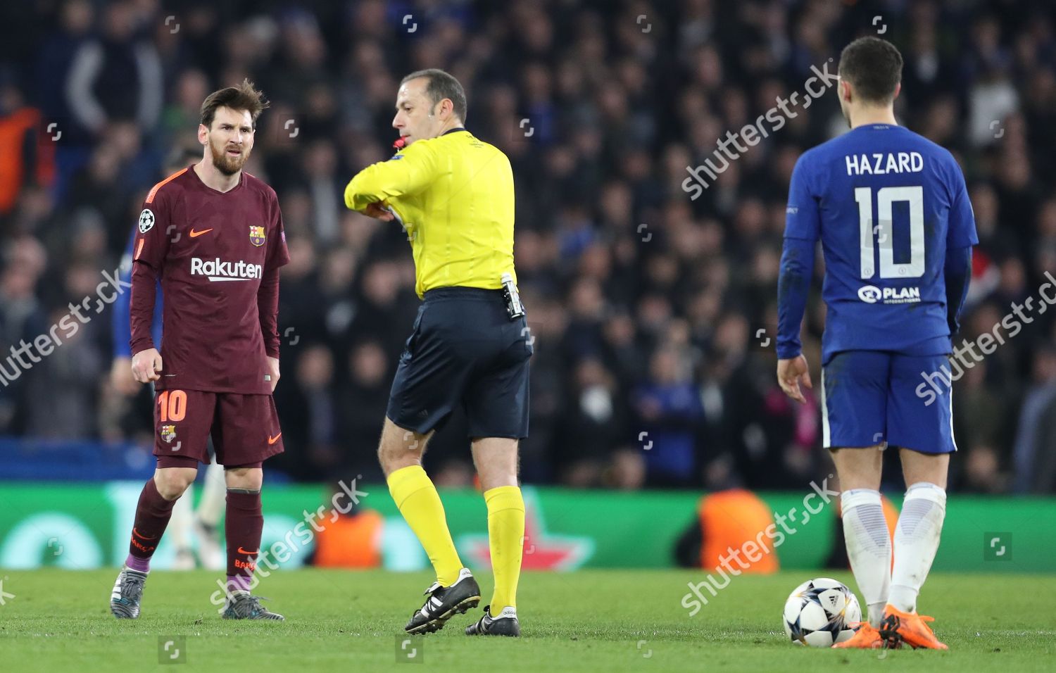 Eden Hazard Chelsea Lionel Messi Barcelona Referee Editorial Stock Photo Stock Image Shutterstock