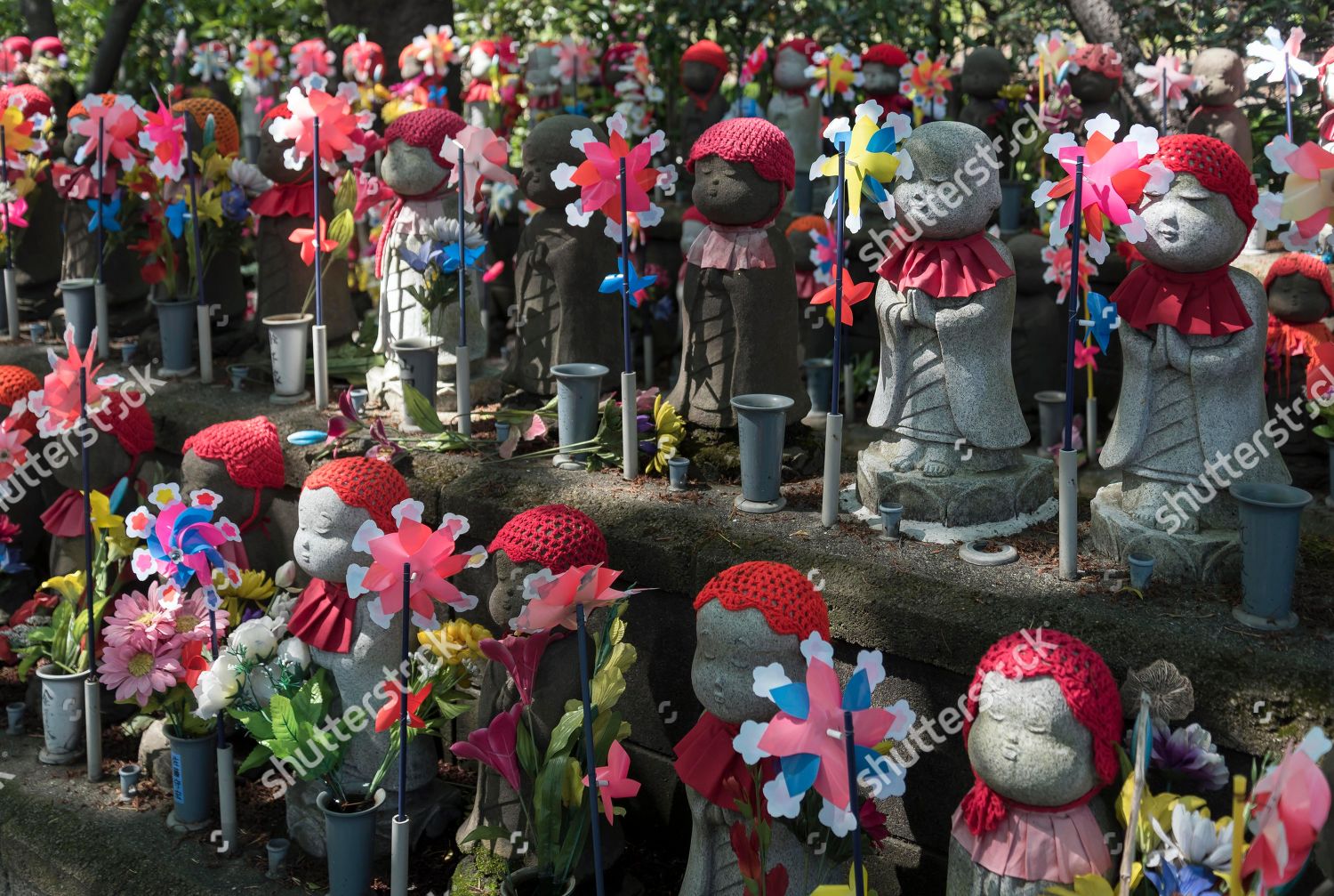 Jizo Statues Unborn Children Garden Zojoji Temple Redaktionelles