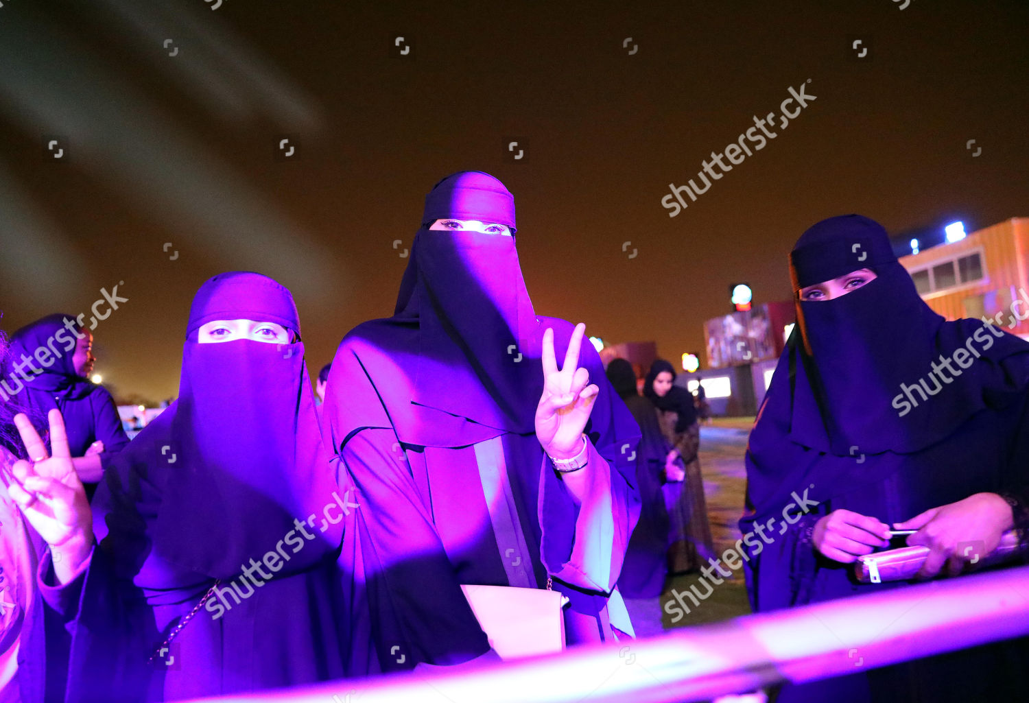 Saudi Women Flash Victory Signs They Editorial Stock Photo Stock