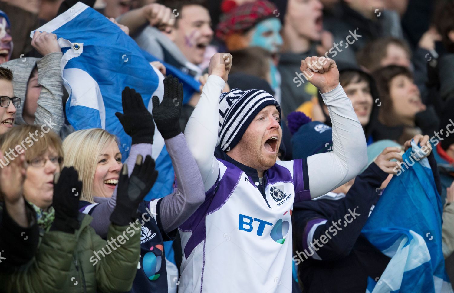 Scottish Fan Celebrates Try Editorial Stock Photo - Stock Image ...