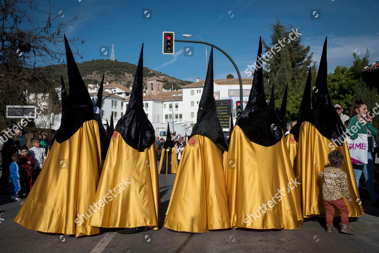 Penitents La Estrella Brotherhood Seen During Holy Editorial Stock