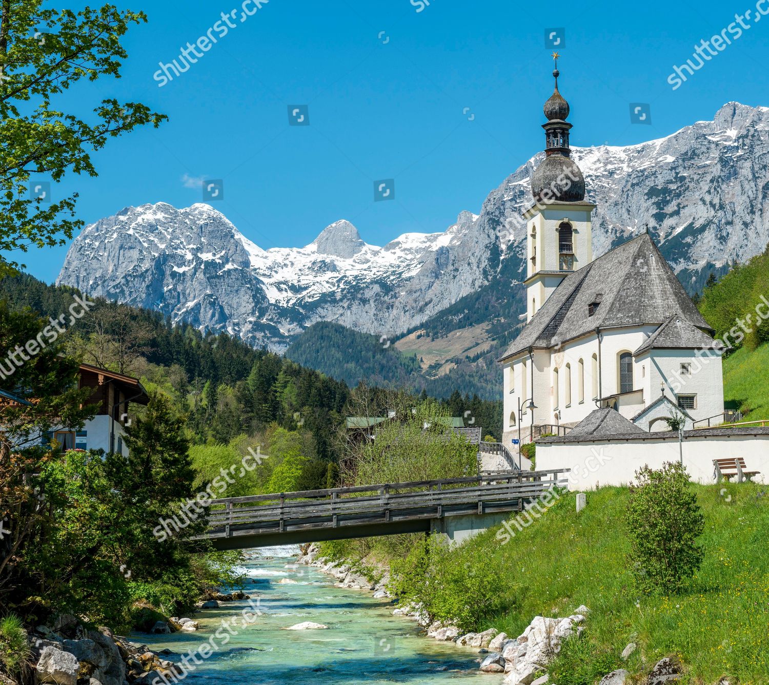 Parish Church St Sebastian Ramsauer Ache Reiteralpe Editorial Stock