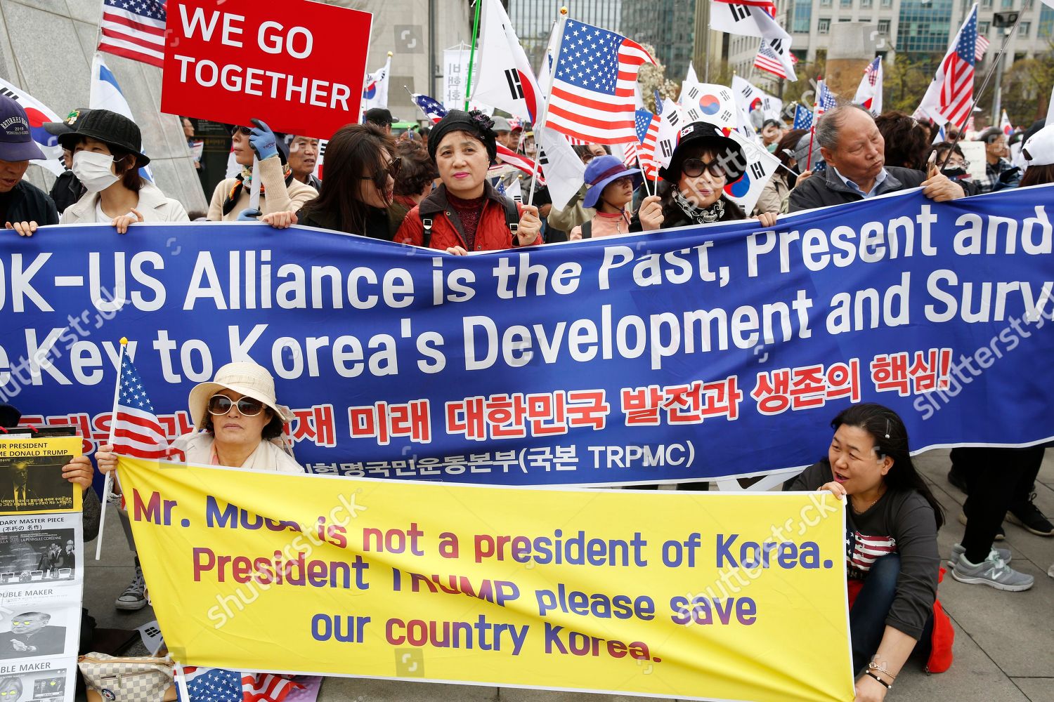 Members Conservative Group Hold Banners During Protest Editorial
