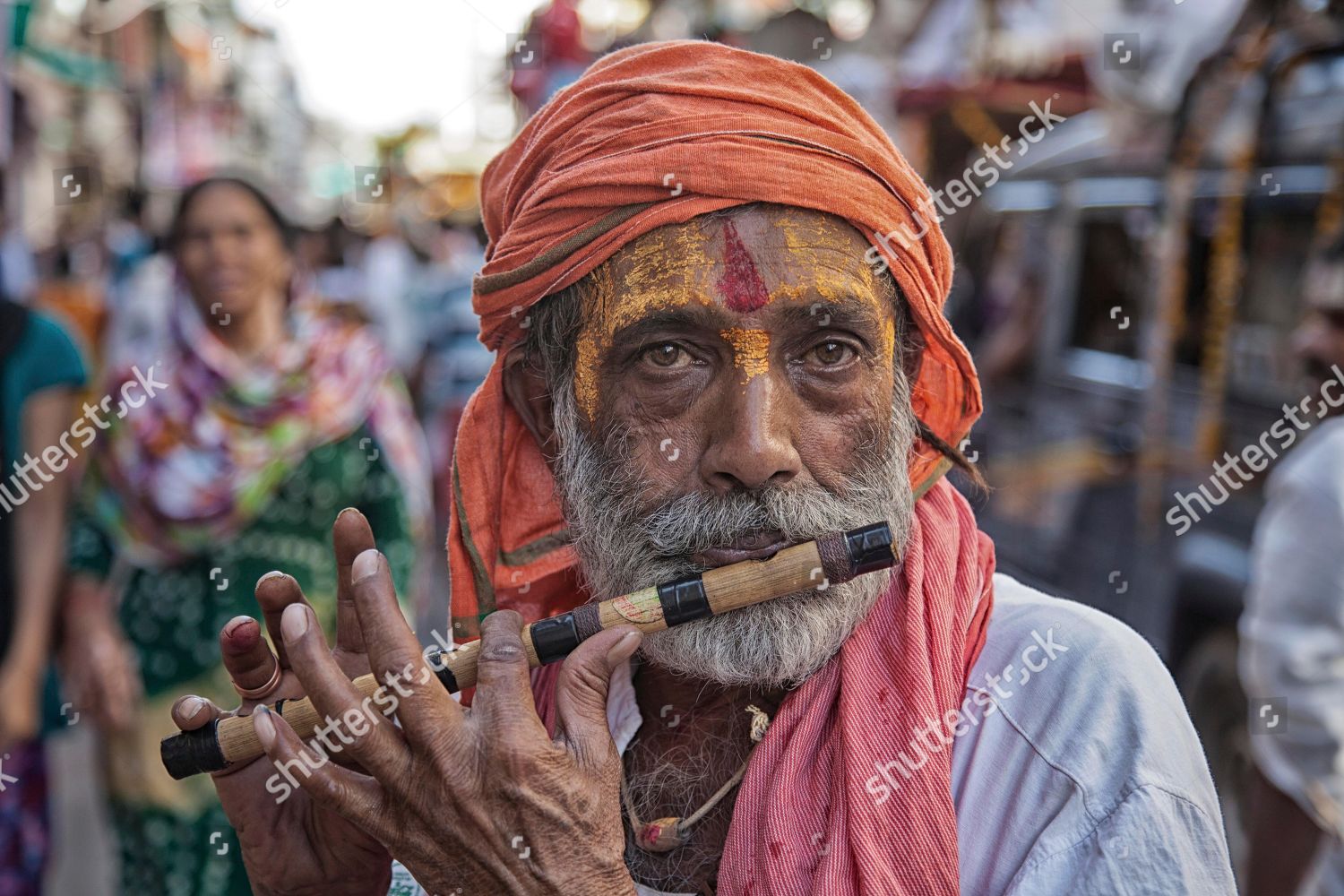 Sadhu Plays Flute Hinduistic Festival Kumbh Editorial Stock Photo ...