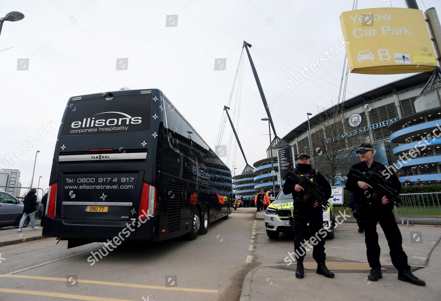 Manchester City Team Bus Arrives Ahead Editorial Stock Photo - Stock