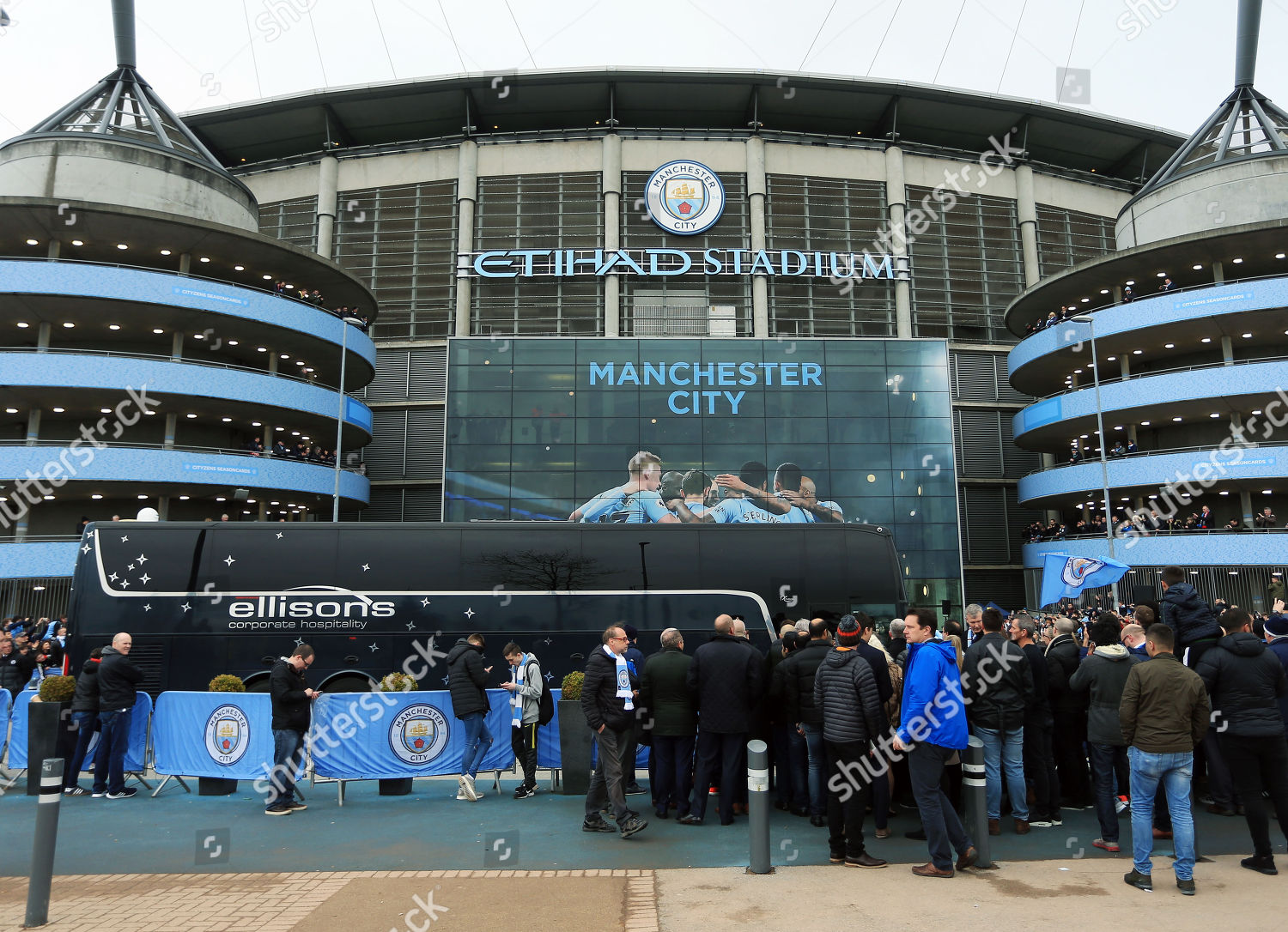 Manchester City Team Bus Arrives Ahead Editorial Stock Photo - Stock