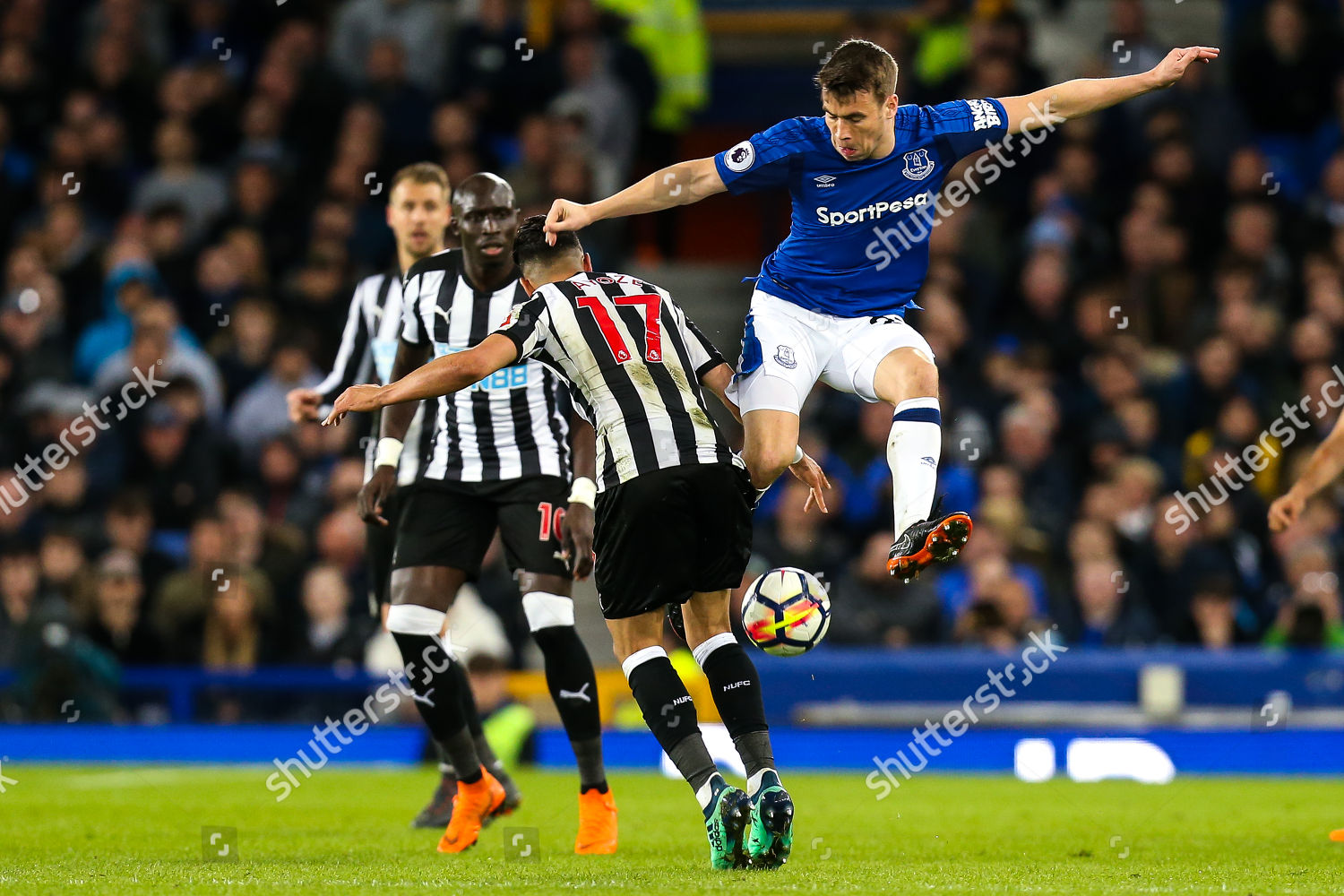 Seamus Coleman Everton Challenges Ayoze Perez Newcastle Editorial Stock Photo Stock Image Shutterstock