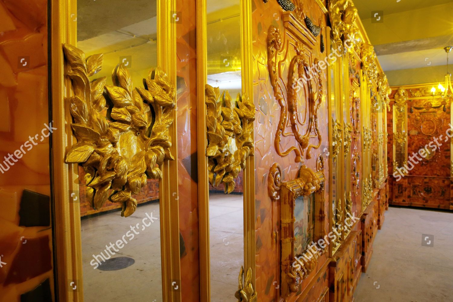 Interior View Replica Amber Room Made Available Editorial