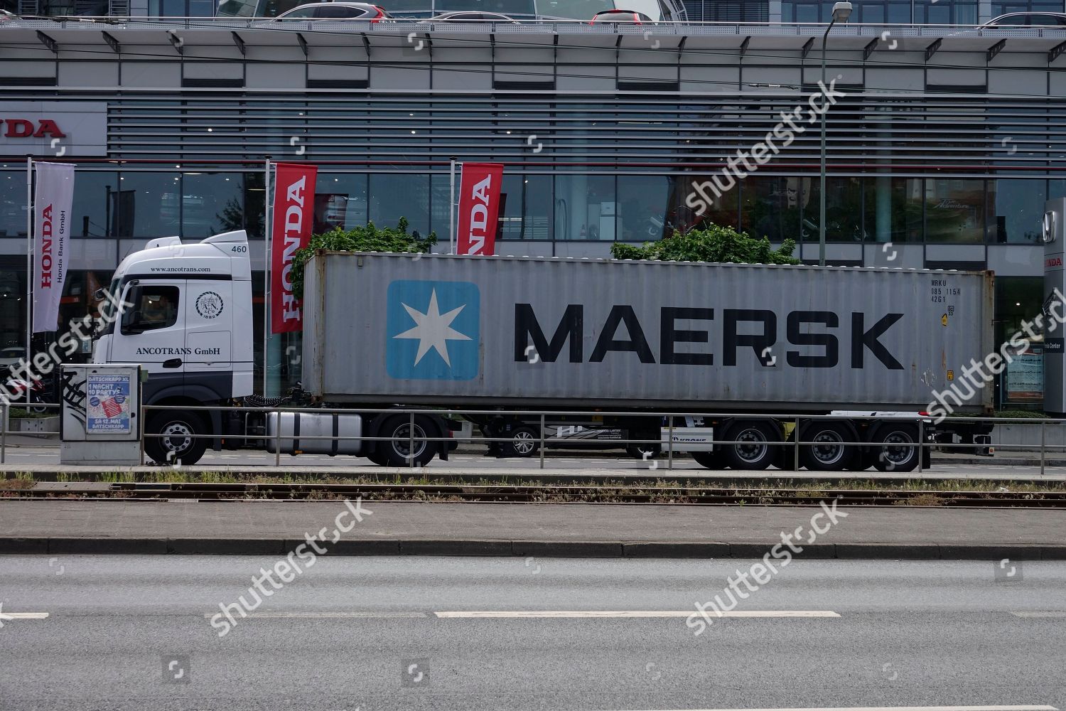 General View Trucks Transporting Maersk Container Frankfurt