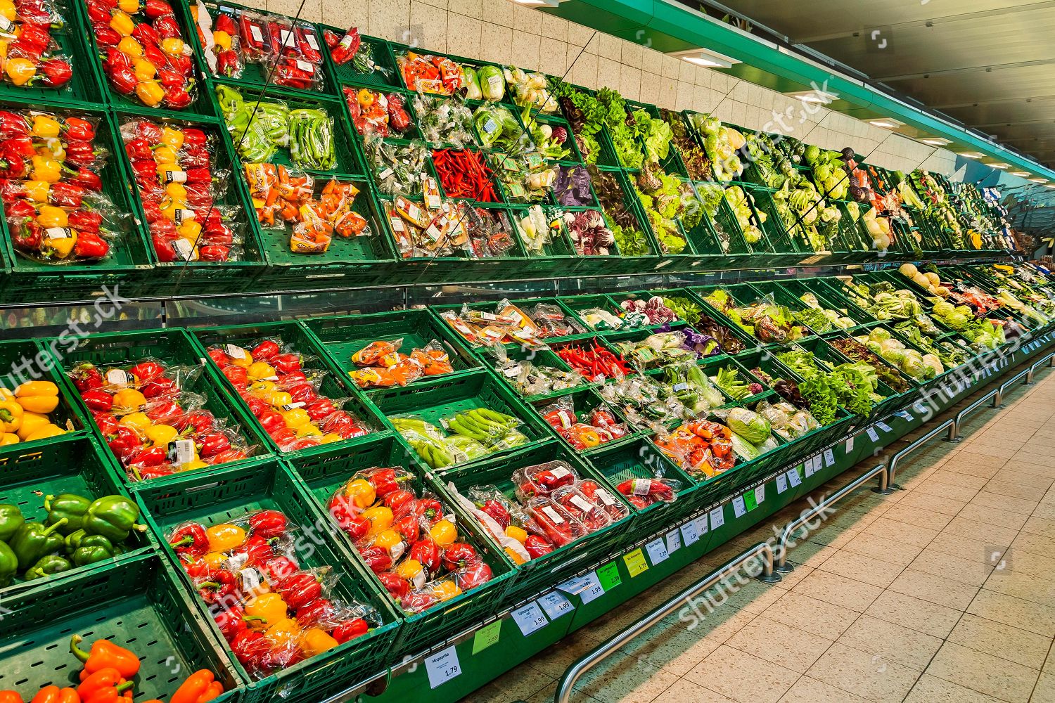 Shelf Packed Vegetables Supermarket Munich Upper Editorial Stock Photo
