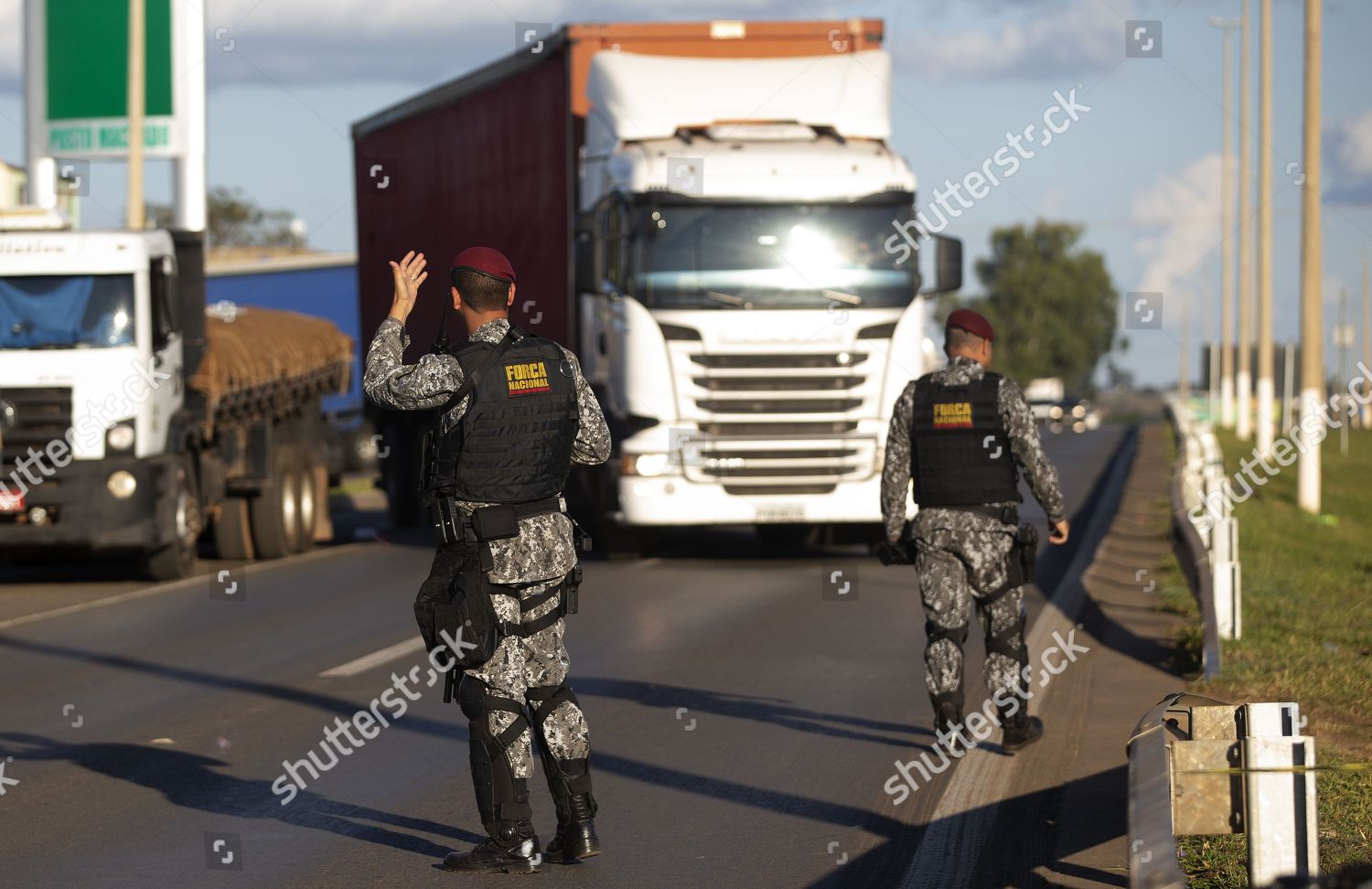 Brazilian Armed Forces Ask Truckers Unblock Editorial Stock Photo