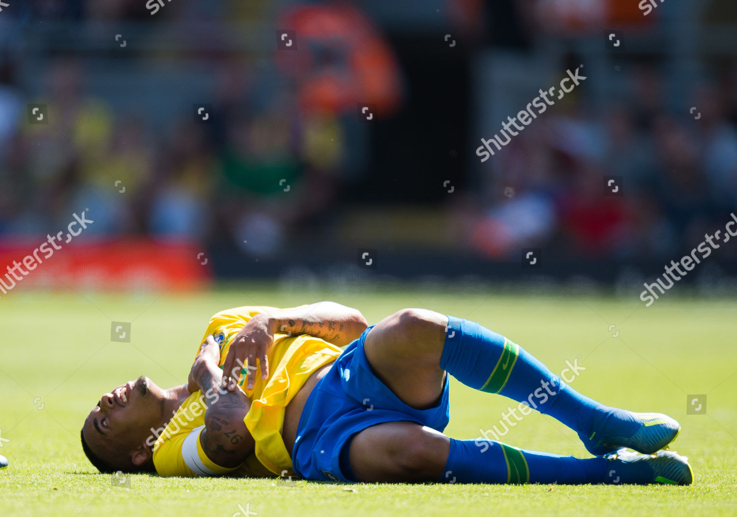 Gabriel Jesus Reacts During International Soccer Editorial Stock Photo 