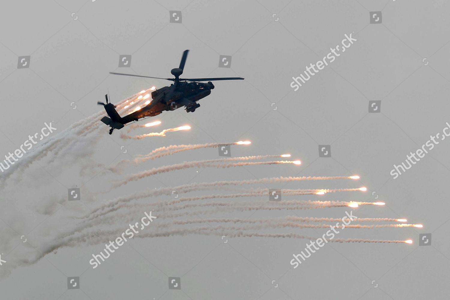 Taiwanese Ah64 Apache Helicopter Fires Flares Editorial Stock Photo ...