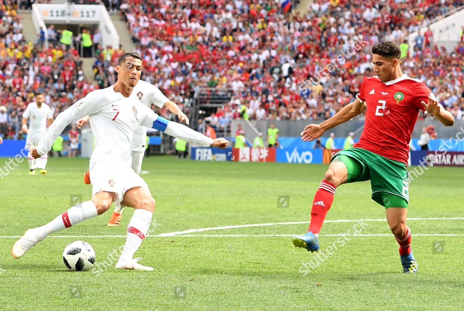 Cristiano Ronaldo Portugal Achraf Hakimi Morocco Editorial Stock Photo ...