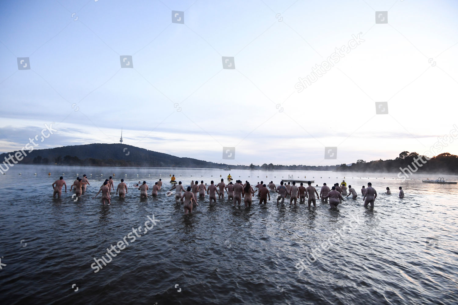 Participants Winter Solstice Nude Charity Swim Editorial Stock Photo