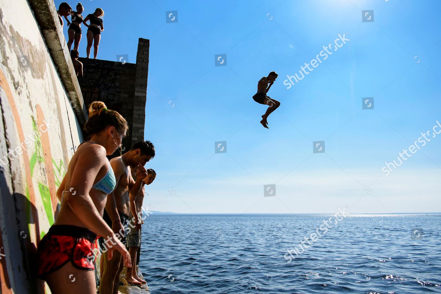 Local Residents Jump Into Volga River Editorial Stock Photo Stock   Shutterstock 9725988e 