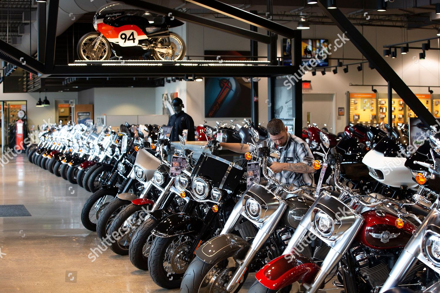 Boston Harley Davidson >> Employee Tends Harley Davidson Motorcycles Boston Harley Boston Harley Davidson >> Employee Tends Harley Davidson Motorcycles Boston Harley