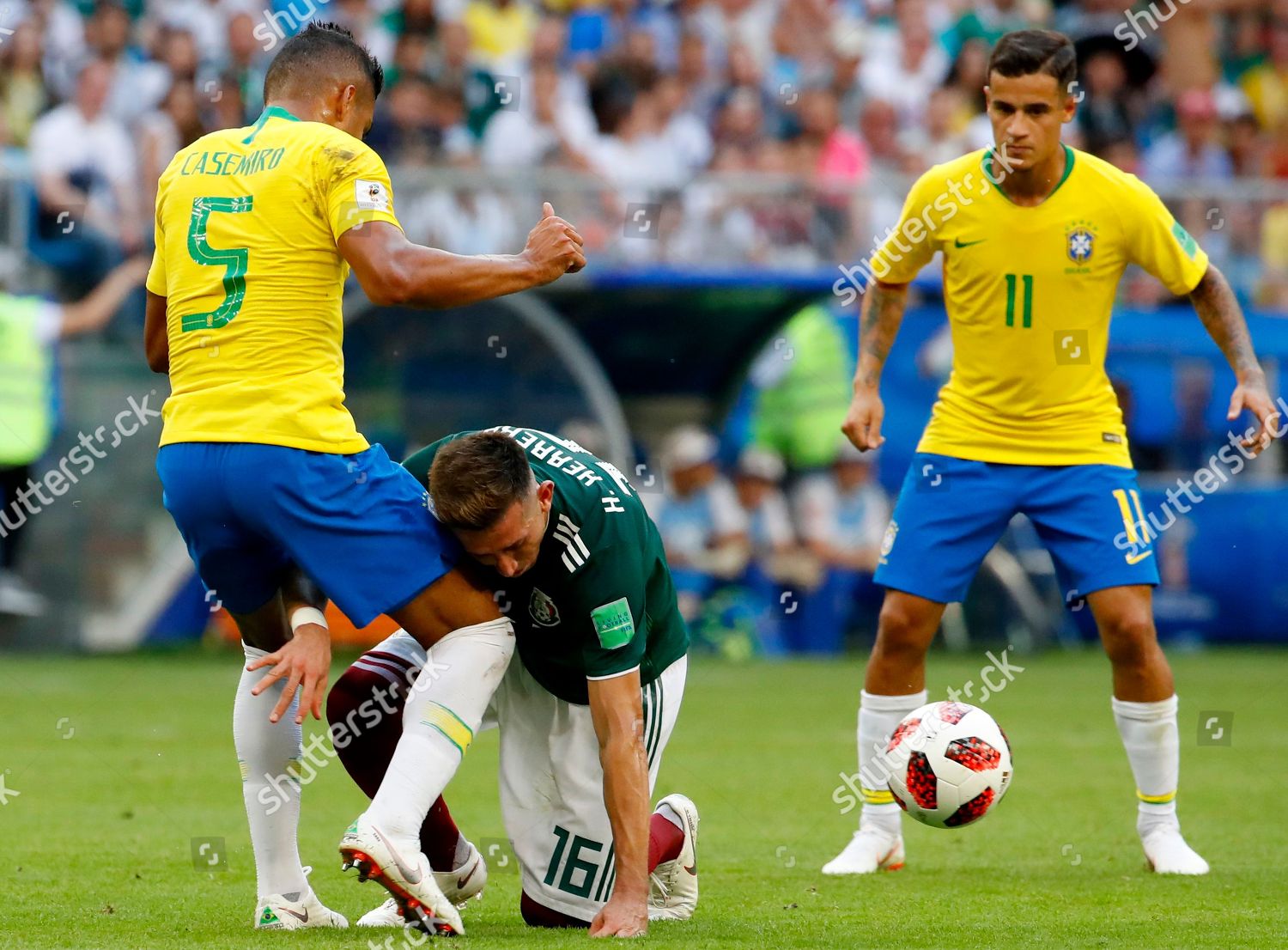 Casemiro L Brazil Hector Herrera Mexico Action Editorial Stock Photo Stock Image Shutterstock