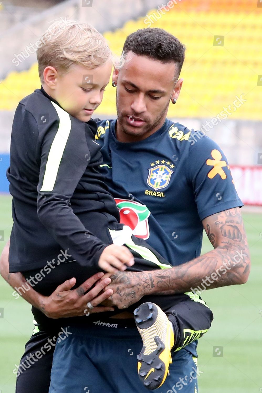 Brazils Player Neymar Carries His Son Editorial Stock Photo - Stock ...