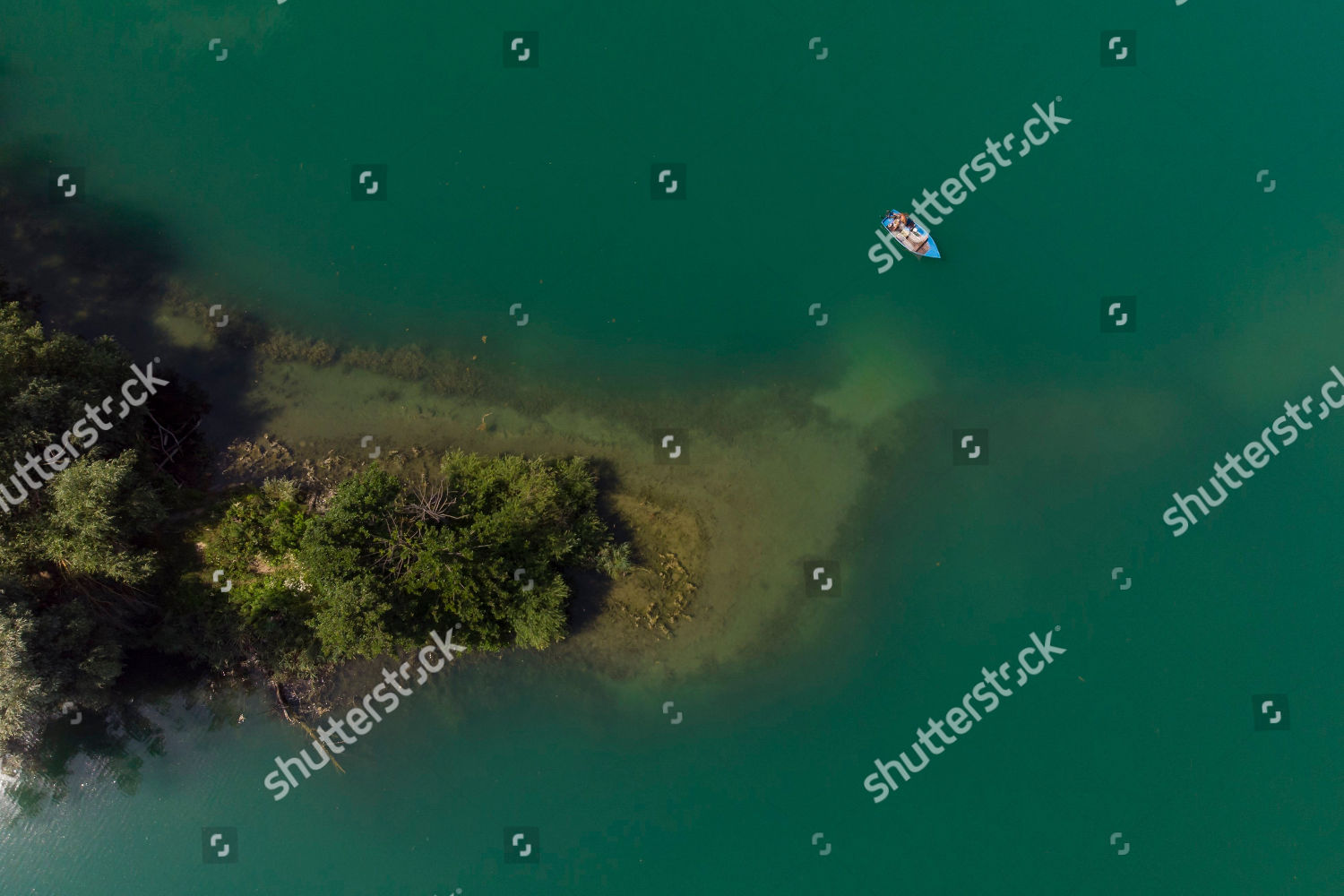 Angler Fishing His Boat On Quarry Editorial Stock Photo Stock Image