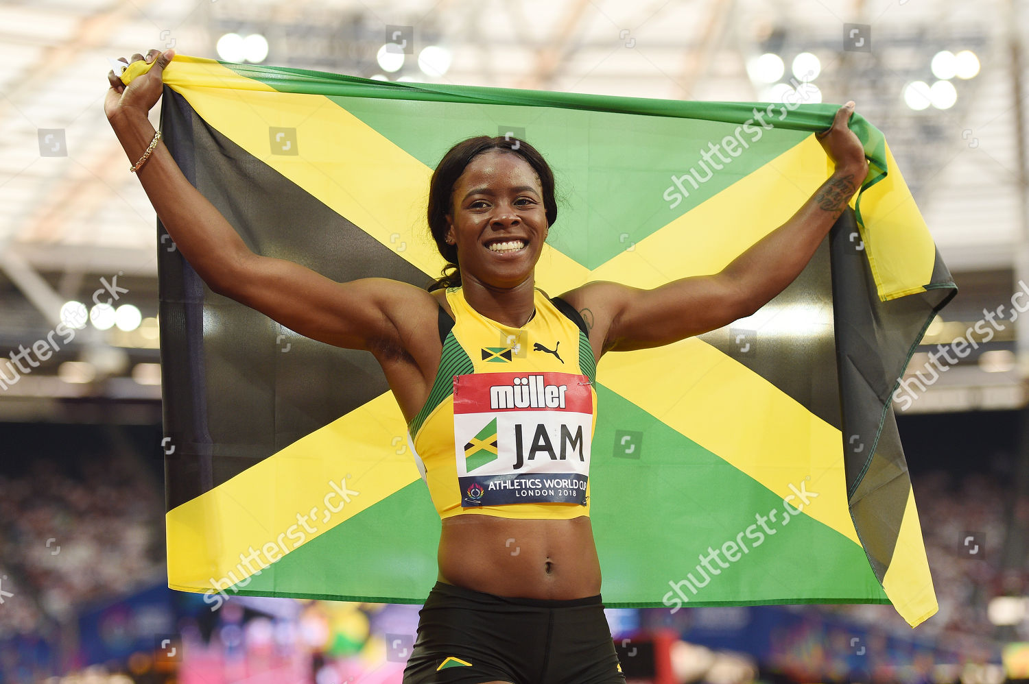 Sherika Jackson Jamaica Poses After Winning Editorial Stock Photo