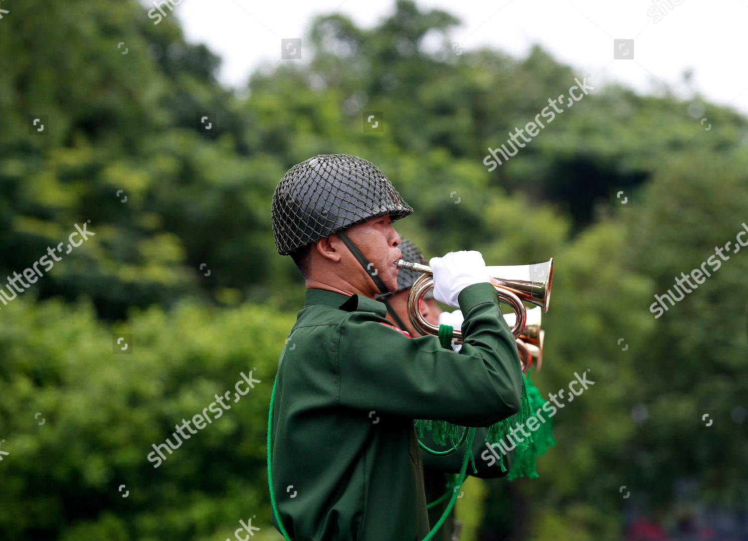 Myanmar Guards Honor Blow Bugles Tribute Editorial Stock Photo Stock