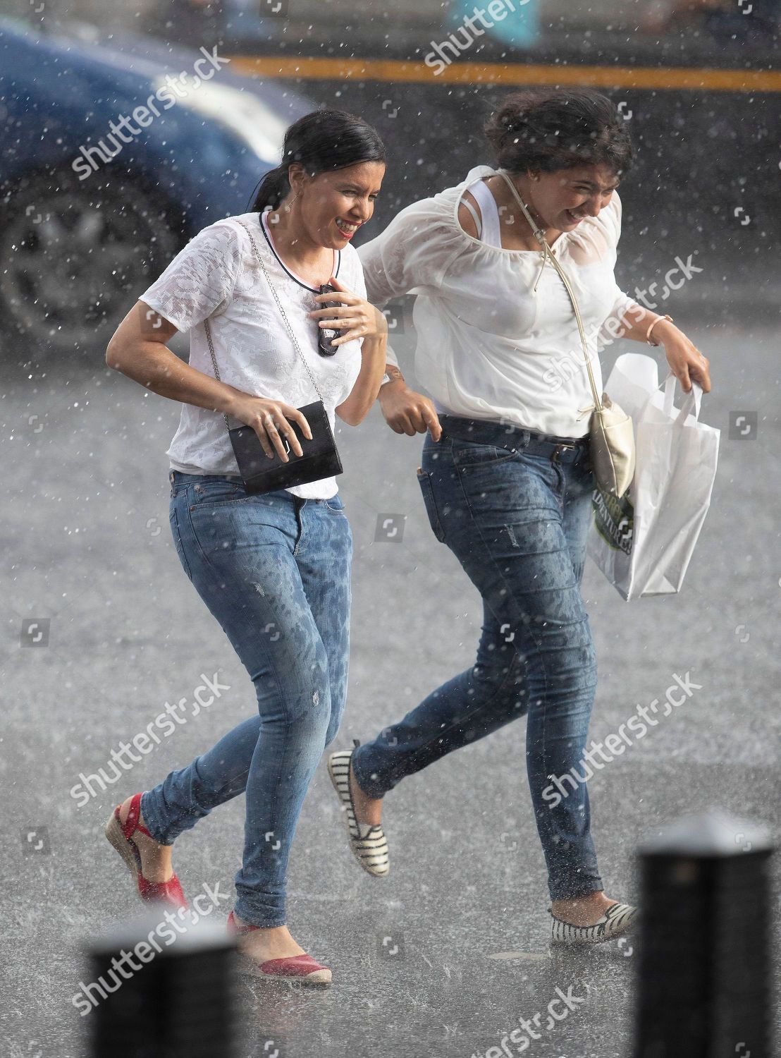Two Women Get Caught Sudden Downpour Editorial Stock Photo - Stock ...
