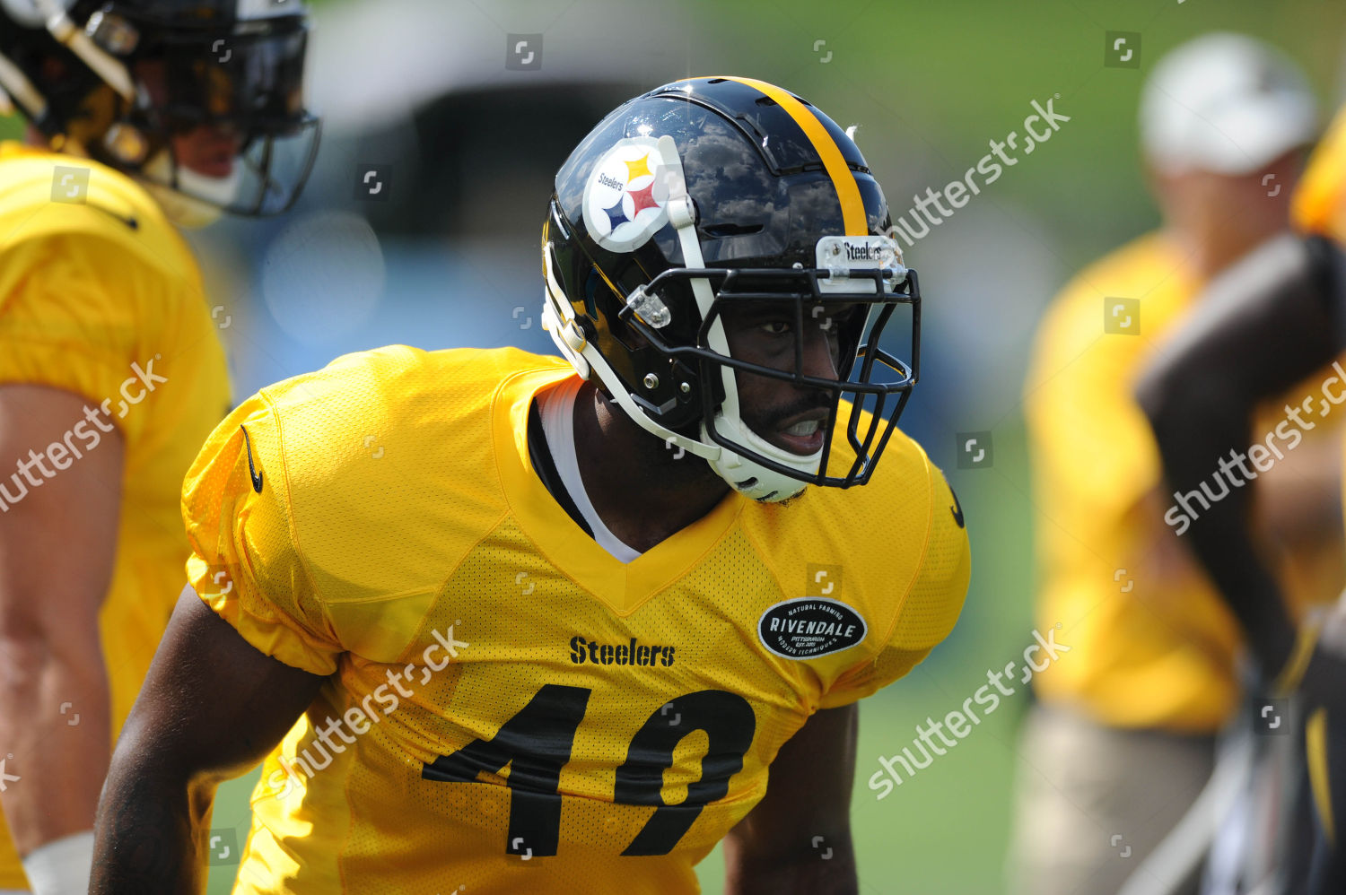 Latrobe, PA, USA. 28th July, 2018. Steelers Darnell Leslie #49 (LB) during  the Pittsburgh Steelers training camp in Latrobe, PA. Jason  Pohuski/CSM/Alamy Live News Stock Photo - Alamy