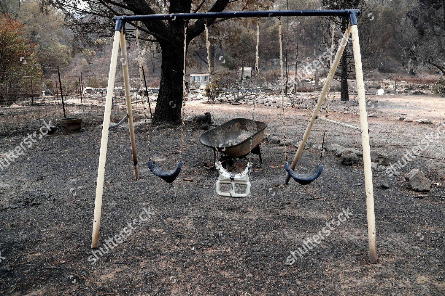 Melted Children Swing Set Home Damaged Ranch Editorial Stock