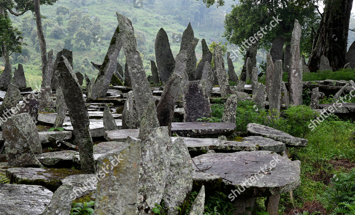 India, Meghalaya, Jaintia Hills, Shillong district, Nartiang Megaliths,  stone monoliths remembering Jaintia rulers Stock Photo - Alamy