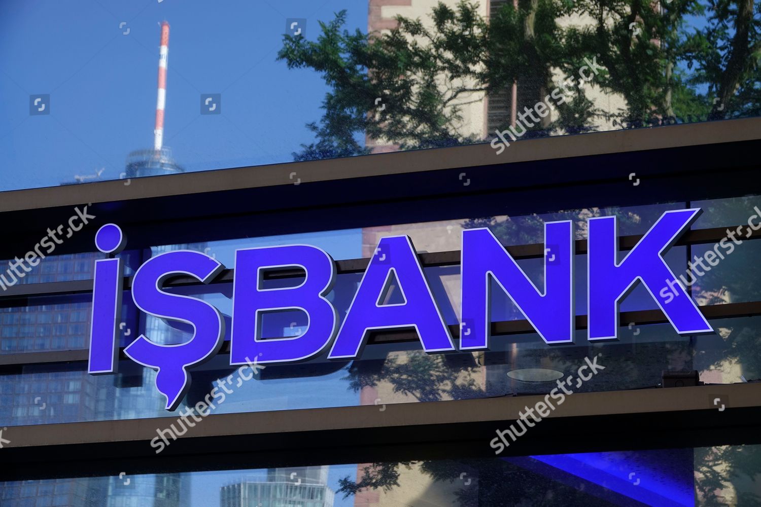 Signage Turkish Isbank Frankfurt Main Germany 16 Editorial Stock