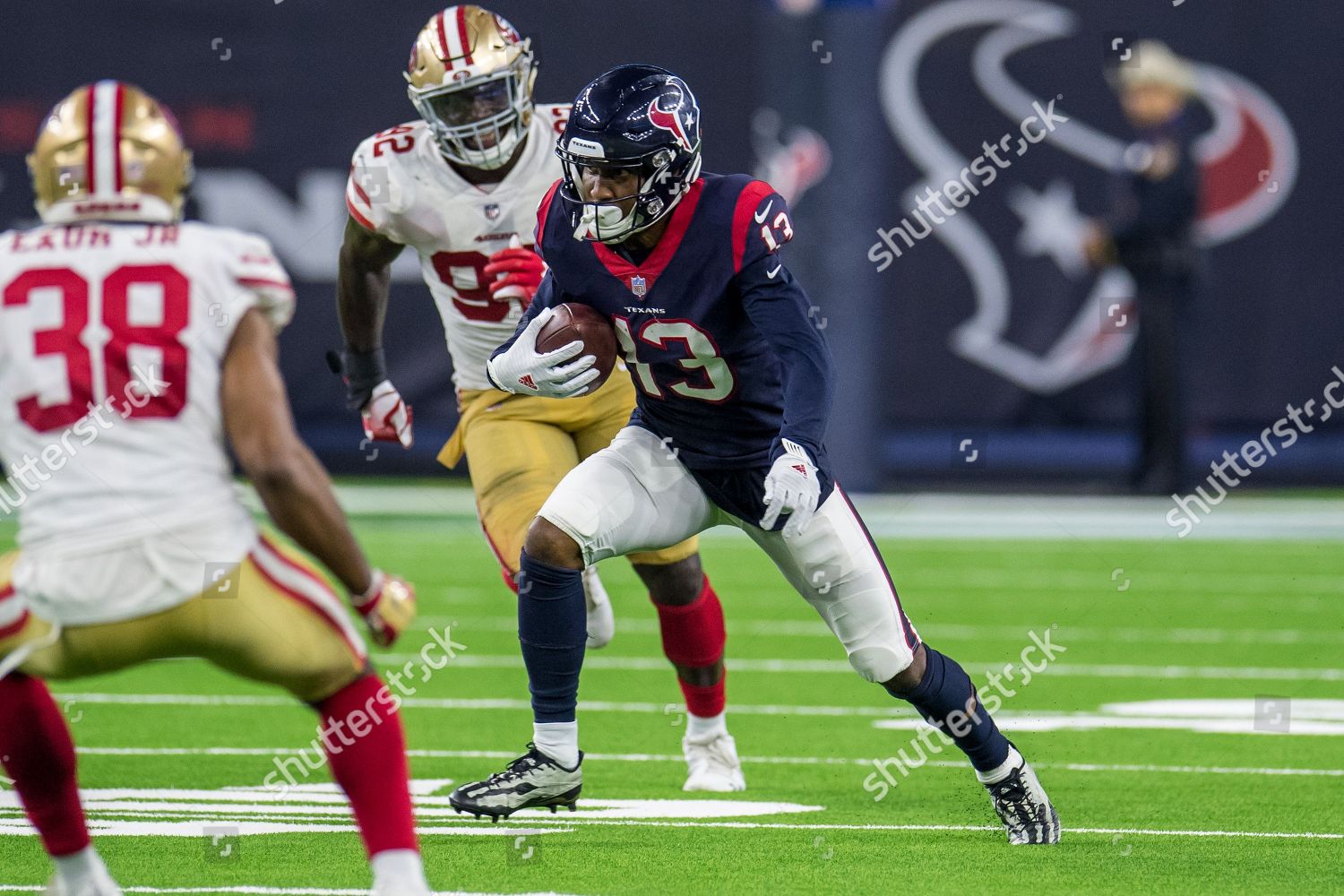 Wide receiver Braxton Miller of the Houston Texans is tackled by