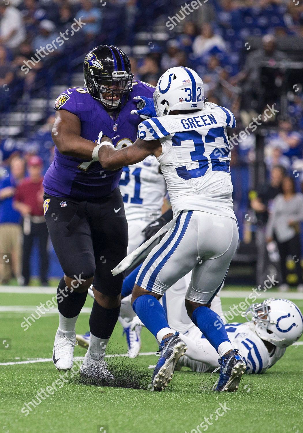 August 20, 2018: Baltimore Ravens offensive lineman Orlando Brown Jr. (78)  during NFL football preseason game action between the Baltimore Ravens and  the Indianapolis Colts at Lucas Oil Stadium in Indianapolis, Indiana.