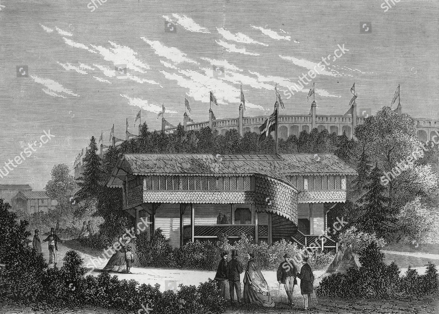 Swedish Log Cabin Exposition Universelle Paris 1867 Editorial