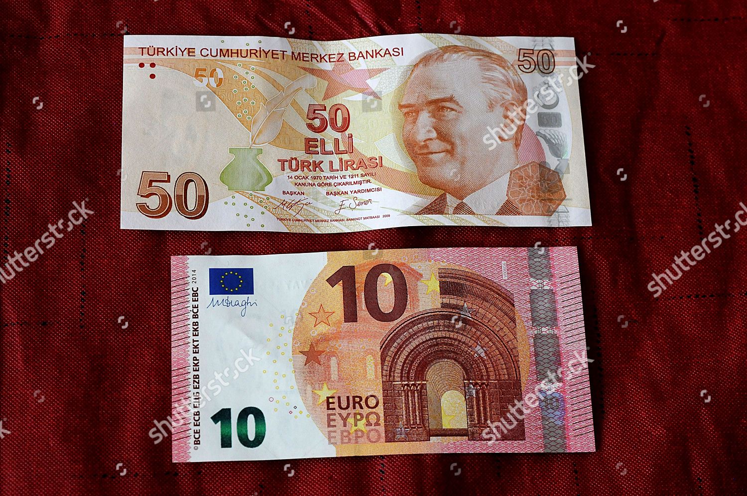 Tukish 50 Lira 10 Euro Banknotes Editorial Stock Photo Stock Image Shutterstock