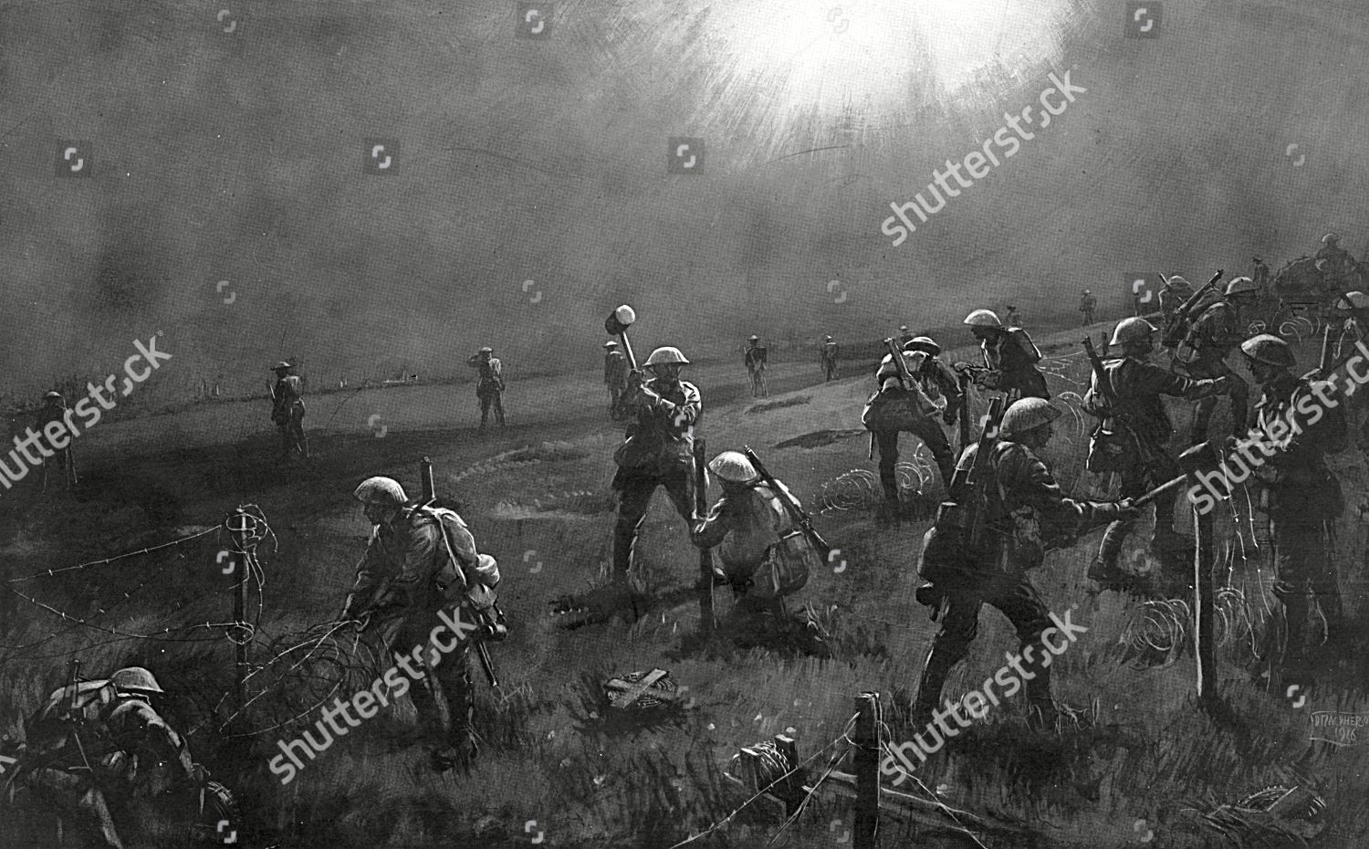 Detachment British Soldiers Busy Setting Barbed Editorial Stock Photo 