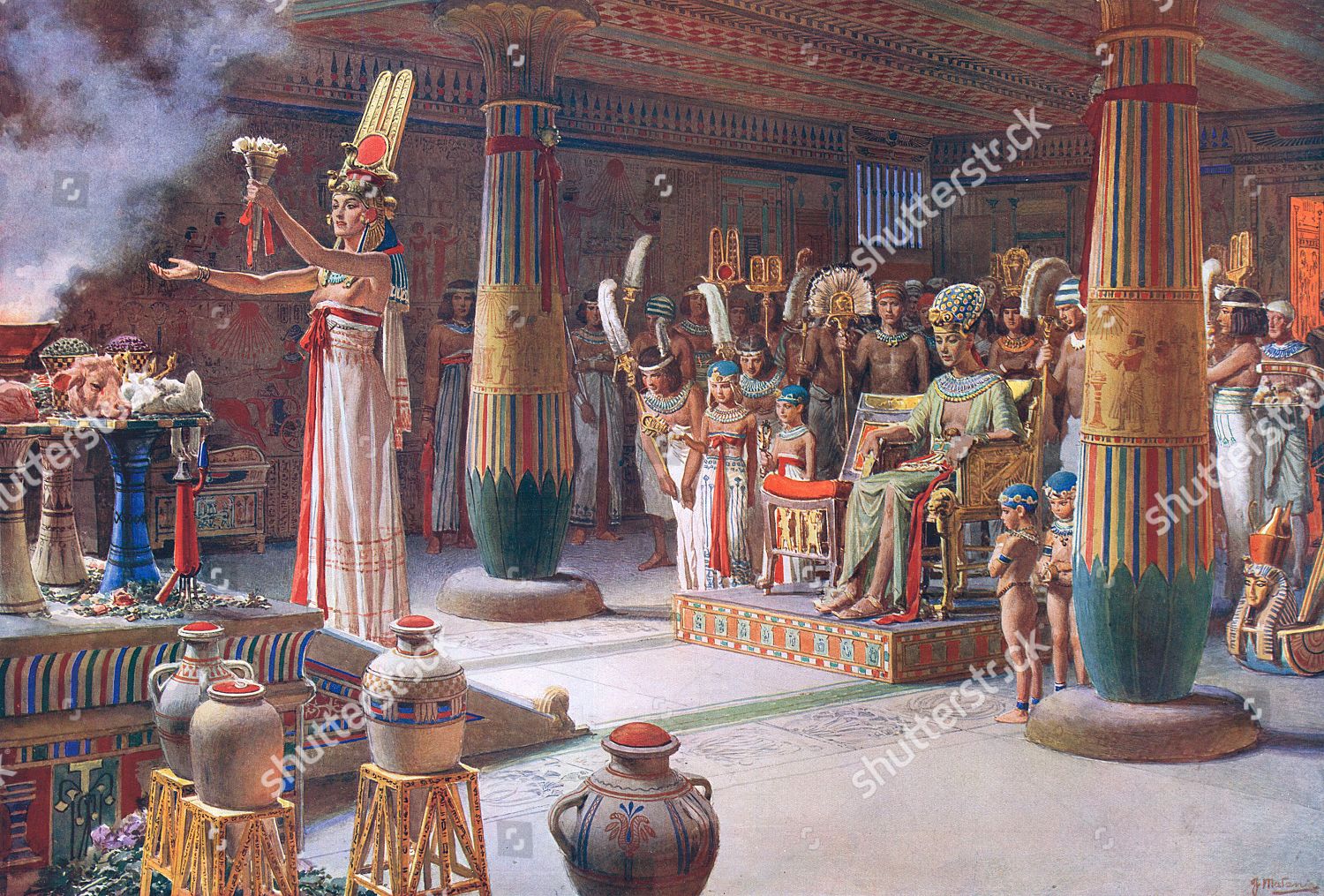Nefertiti Queen Akhnaton Pictured Officiating Priestess Editorial Stock