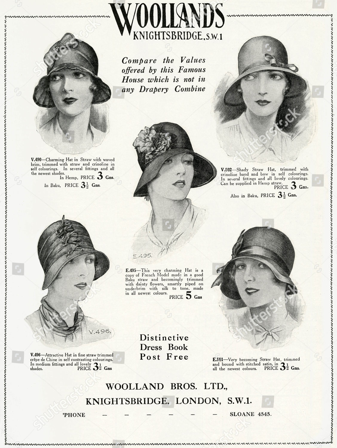 Selection Ladies Spring Hats Late 1920s Advertisement Editorial Stock Photo Stock Image Shutterstock