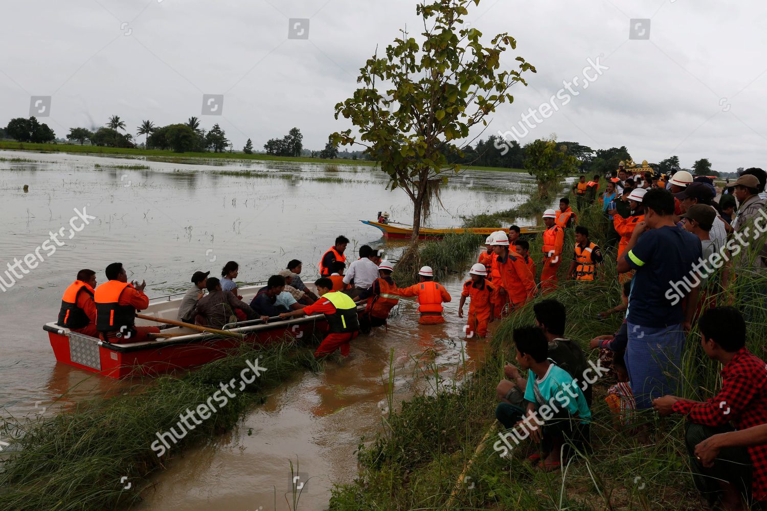 Myanmar Soldiers Fireman Use Boat Help Editorial Stock Photo - Stock ...