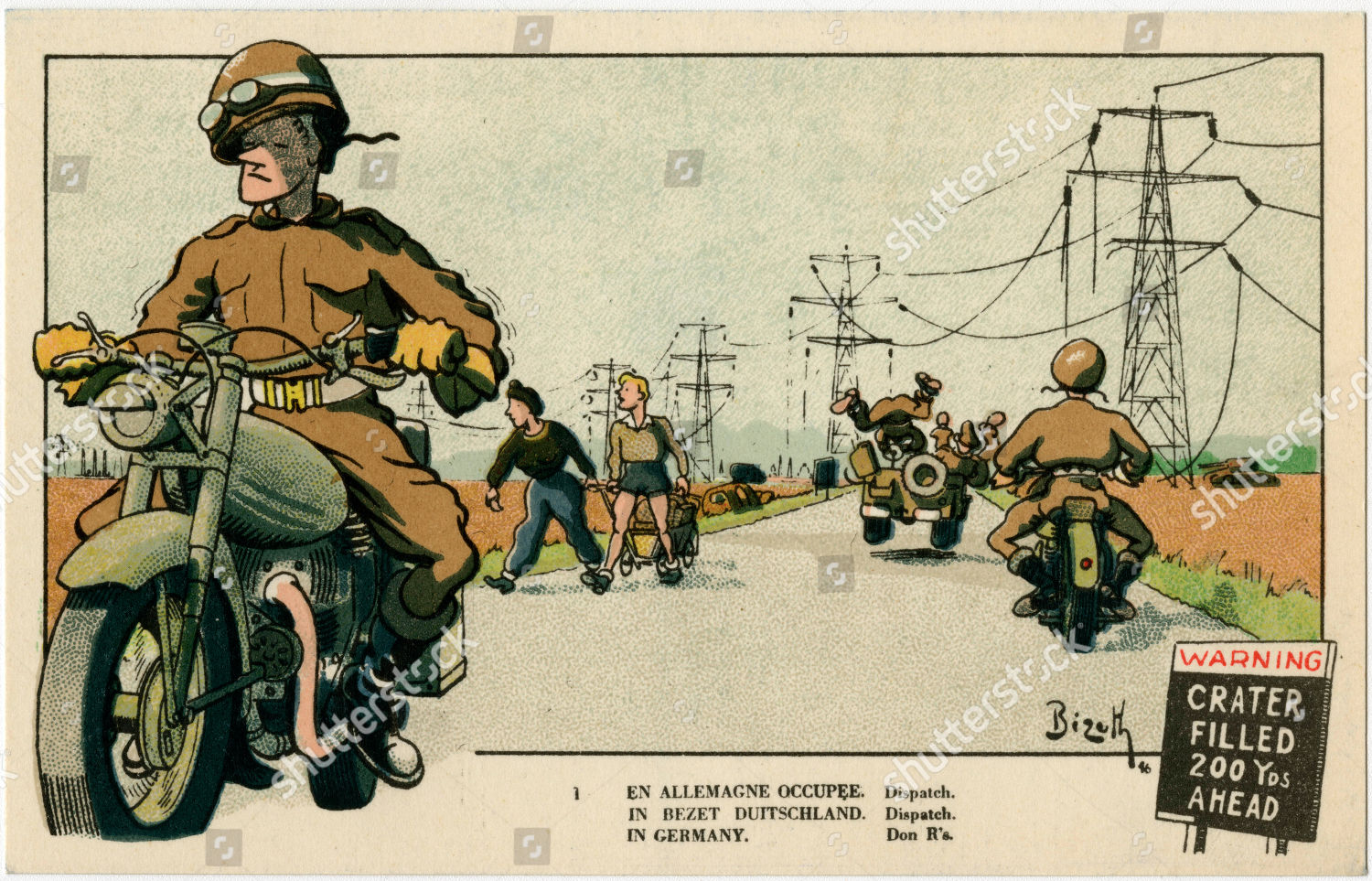 Occupied Germany American Dispatch Riders Illustration Editorial Stock ...