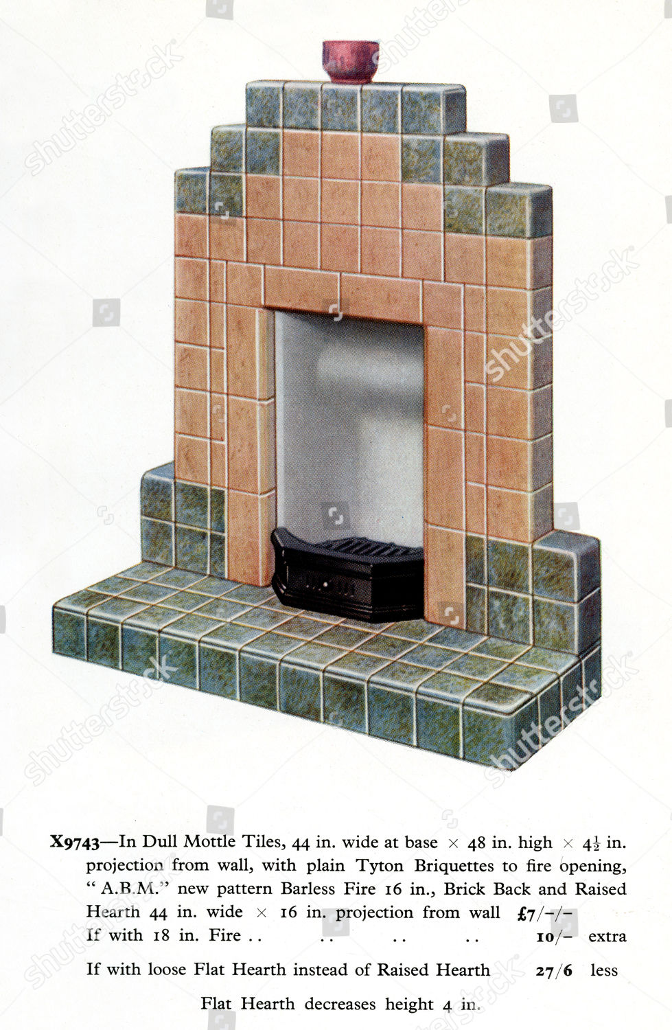 Stepped Art Deco Fireplace Two Dull Mottled Editorial Stock Photo