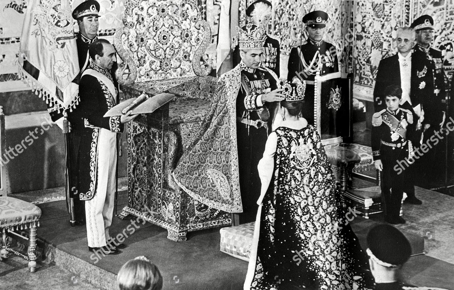 Coronation Shah Iran Mohammad Reza Pahlavi Redakčních stock fotografií