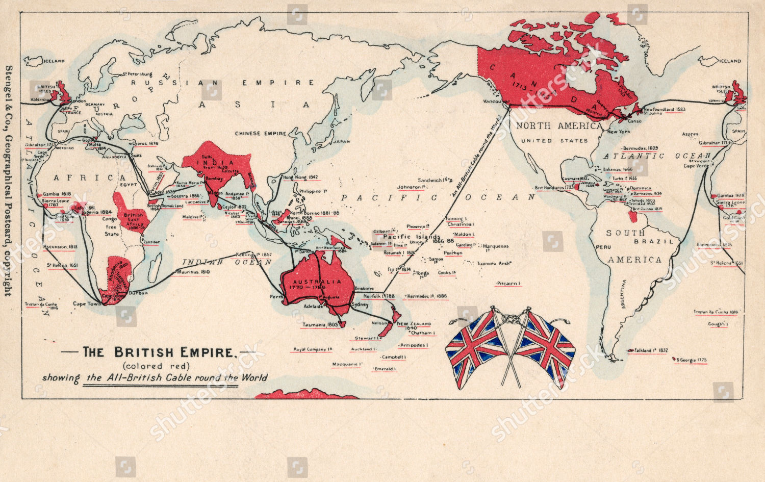 Map Of The British Empire 1886 Map British Empire Coloured Red Showing Editorial Stock Photo - Stock Image  | Shutterstock | Shutterstock Editorial