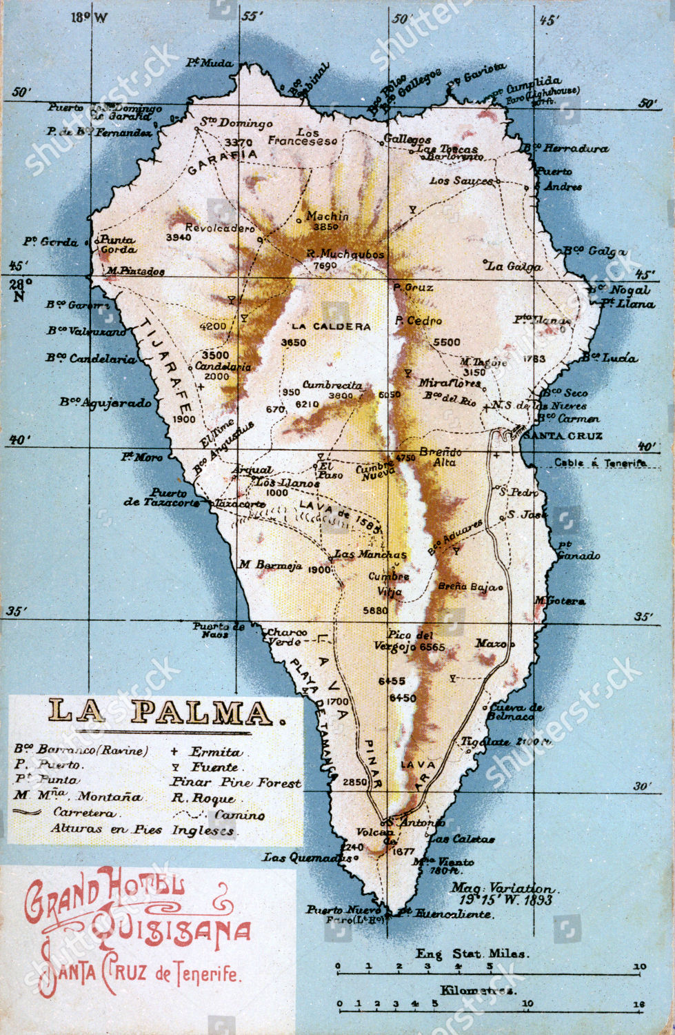 Map Of La Palma Canary Islands Map La Palma Canary Islands Editorial Stock Photo - Stock Image |  Shutterstock | Shutterstock Editorial