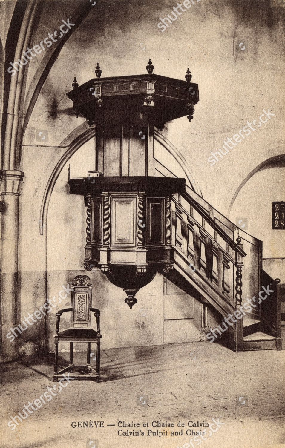 Geneva Switzerland Chair Pulpit John Calvin Editorial Stock Photo