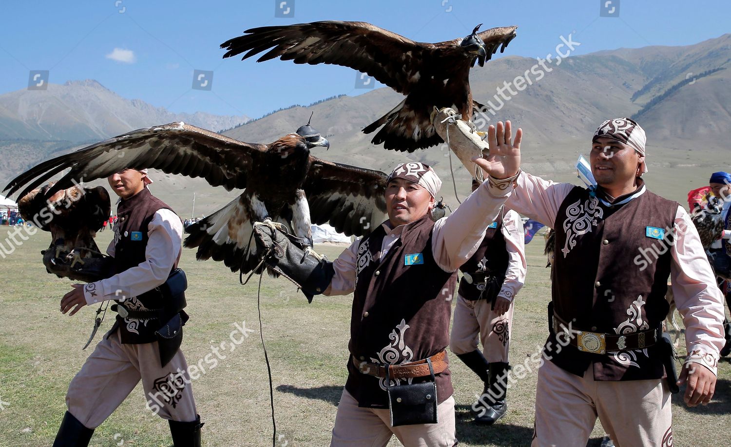 Kazakh Berkutchis Eagle Hunter Hold Golden Editorial Stock Photo ...